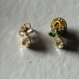 Elegant Gold and Green Crystal Angel pins